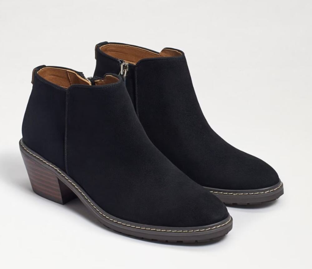 Sam Edelman Pryce Rain Repellent Suede Bootie Boot Black Size 8.5 NEW